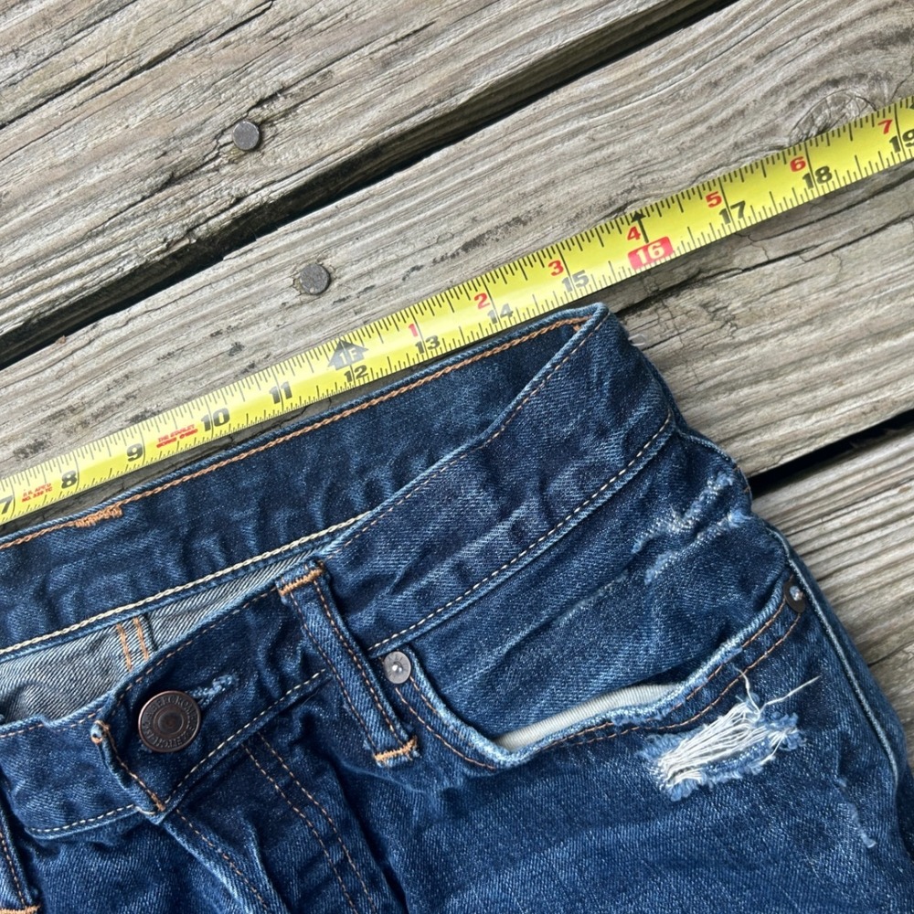 Abercrombie & Fitch Distressed Straight Leg Jeans Dark Wash Button Fly 30x30 - Picture 7 of 9